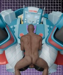 2026 3d 3d_(artwork) 3d_render bigger_female blue_body blue_eyes cybertronian dark-skinned_male decepticon female human human_male nickel_(transformers) shortstack shortstack_female smaller_male soundpunk501 transformers transformers_idw