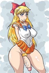 1futa big_breasts big_penis bishoujo_senshi_sailor_moon blonde_hair blue_eyes bottomless bow clothing cum erect_nipples erect_nipples_under_clothes erection futa_only futanari greatanteka intersex large_breasts medium_breasts minako_aino nipples penis penis_under_skirt precum pubic_hair sailor_venus skirt solo thick_thighs uncensored veiny_penis wide_hips