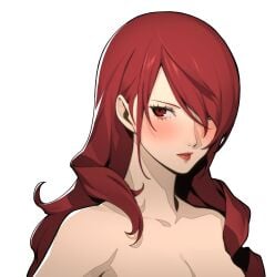 1girl 1girls accurate_art_style asian atlus bare_shoulders big_breasts blush breasts breasts_out cleavage completely_nude curvy edit edited embarrassed embarrassed_naked_female embarrassed_nude_female enf exposed_breasts eye_contact female female_only hair_over_one_eye hi_res human large_breasts light-skinned_female light_skin long_hair looking_at_viewer megami_tensei mitsuru_kirijo mitsuru_portrait_edit naked nude nude_female official_style open_eyes open_mouth out_of_frame pale-skinned_female pale_skin persona persona_3 persona_3_reload red_eyes red_hair sega shy skinny slim solo solo_female transparent_background