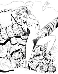 1girls female female_only headband marvel marvel_comics monochrome nipples rogue_(x-men) roguederek sentinel solo straight_hair tagme x-men