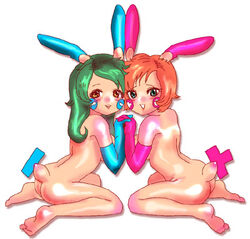 female green_hair humanized lowres minun plusle pokemon pokemon_(species) pokemon_rse