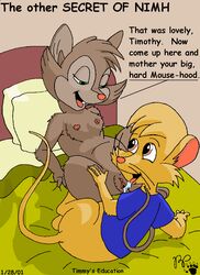 2001 anthro anthro_on_anthro bed cunnilingus dialogue english_text furry furry_only incest mom_and_son mother mother_and_son mouse mrs._brisby secret_of_nimh seductive son tagme timothy_brisby