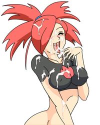 00s 1girls blush bottomless breasts cum cum_in_hair cum_in_mouth cum_on_arms cum_on_black_clothes cum_on_body cum_on_breasts cum_on_clothes cum_on_face cum_on_hair cum_on_upper_body facial female female_only flannery_(pokemon) flannery_(pokemon_rse) gym_leader hair_over_one_eye happy human human_only light-skinned_female light_skin long_hair nintendo no_panties pokemon pokemon_rse ponytail red_hair red_hair_over_one_eye redhead semen solo tied_hair tongue