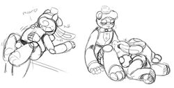 animatronic anthro bear blush closed_eyes duo fellatio female five_nights_at_freddy's fredbear_(fnaf) half-closed_eyes hat headgear heart kneeling lagomorph lying machine male mammal monochrome multiple_positions on_back oral penetration pussy rabbit robot sex simple_background sketch sound_effects spring_bonnie spring_bonnie_(fnaf) straight table table_lotus_position top_hat unnecessaryfansmut vaginal_penetration video_games white_background