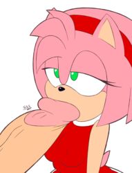 amy_rose anthro breasts fellatio human human_on_anthro just_the_tip male_human/female_anthro male_on_anthro nipples oral partial_male penis sonic_(series) supersegasonicss