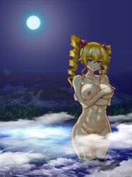 blonde_hair blue_eyes blush breasts claire_harvey color female hundred large_breasts nude pose solo twin_drills