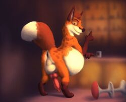 1boy animal_genitalia animal_penis animated anthro anus ass backsack balls canine canine_penis fox fur glass inflation inside knot male male_only mammal multicolored_fur orange_eyes orange_fur penis rut secretden solo two_tone_fur white_fur