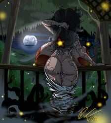 1girls ass background big_ass big_breasts claws fireflies forest_background house long_claws massive_breasts melati_(rickdiojames) messy_hair moon pussy rickdiojames smoke tattoo tattoo_on_breast vein veiny_breasts veiny_face veiny_skin veiny_thighs yellow_nipples