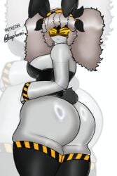 1girls ass baphoavi big_ass big_breasts big_thighs breasts bunny_ears bunnysuit cleavage clothing drone female female_only furry_murder_drone gigantic_ass gigantic_thighs grey_hair heart high_thighs huge_ass huge_breasts huge_thighs j_(murder_drones) looking_at_viewer murder_drones panties robot robot_girl tagme tail thick_thighs thighhighs thighs white_body wide_hips yellow_eyes