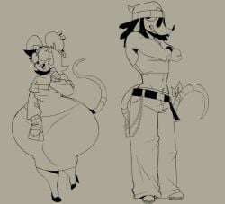 anthro ass cute date elpiromanias fat_ass hips oc opossum original_character peircings rat rat_ears rat_girl rat_tail rita_(elpiromanias) romantic sketch