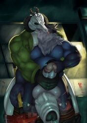 absurd_res anthro aroused ass axe ball_squish balls beard belly big_butt big_penis bodily_fluids bone carendot_(wolfiexluna) claws clothed clothing cryptid duo ebt34 excessive_genital_fluids excessive_precum facial_hair firefighter_uniform foreskin fossil_pokemon french_kissing generation_6_pokemon genital_fluids genitals hand_on_belly hi_res horn huge_cock impatient kissing looking_at_another male male/male masturbation muscular muscular_male musk musk_cloud nintendo overweight overweight_male partially_clothed pecs penis pokemon pokemon_(species) precum retracted_foreskin saliva saliva_on_tongue sex size_difference skull skull_head squish standing standing_sex sweat sweatdrop sweaty_clothing sweaty_genitalia teeth_showing thick_foreskin thick_thighs thigh_sex thigh_squish tyrantrum uniform vein veiny_penis vesala