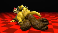 1boy 3d_(artwork) absurd_res anthro anus ass big_butt bowser bracelet collar digital_media_(artwork) dragon dragon_koopa fat fat_ass fat_male feces furry furry_male furry_only grin grunting hand_on_butt hi_res huge_butt hyper_feces hyper_scat jewelry kanebrentkoopa koopa looking_at_butt lying lying_on_ground male male_only mario_(series) metal_collar mythological_creature mythological_scalie mythology nintendo nude obese obese_male on_ground on_side overweight overweight_male pooping_on_floor red_hair reptile scalie scat seductive shell smile solo solo_focus solo_male source_filmmaker_(artwork) spiked_collar spikes spread_butt spreading surprised tecbuttlovefa thick_thighs turtle yellow_skin