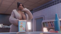 1girls 3d apartment big_ass big_breasts bun_hair closed_eyes dark-skinned_female dark_skin female female_focus female_only fortnite fortnite:_battle_royale hairy_pussy kim_kardashian kim_kardashian_(fortnite) morning naked_robe open_robe perete pubic_hair robe voluptuous voluptuous_female waking_up yawn yawning