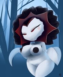 big_breasts blush breasts eyelashes fangs female flora_fauna flower forest mrdoccon nipples plant plant_girl plantie plants_vs_zombies plants_vs_zombies:_garden_warfare pussy red_eyes solo sunflower sunflower_(pvz) tree vampire vampire_sunflower_(pvz)