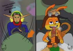 2023 2boys daxter english_text erection gay jak_(jak_and_daxter) jak_and_daxter male male_only penis pubic_hair sketch tapixt text two-tone_hair video_games yaoi