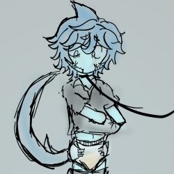 shark_humanoid diaper humiliation crying sketch blue_eyes blue_hair blue_skin wet peeing peeing_self pissing piss oc