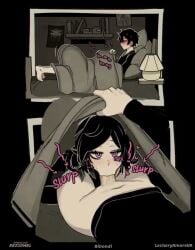 1boy 1girls 2d alternate_version_available andrew_graves animated ashley_graves ass barefoot bed bent_over bibond black_hair blowjob blush deepthroat feet fellatio female green_eyes incest lecheryamoreva lying_in_bed lying_on_back male oral penis pink_eyes rezodwel siblings sound straight tagme the_coffin_of_andy_and_leyley under_covers under_sheets video