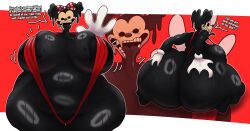 1girls anthro areolar_amelanism ass belly big_ass big_breasts big_butt big_hands black_body black_ears black_eyes black_nipples black_tail black_tongue bodily_fluids breasts butt_grab butt_squish clothing creepy creepypasta empty_eyes eyelashes fangame_character fat fat_female female female_only five_nights_at_treasure_island fnati furry gesture gloves hand_on_ass hand_on_butt hand_on_own_ass handwear hi_res huge_ass huge_breasts huge_butt huge_thighs impurity_(fnati) kneeling looking_at_viewer looking_back looking_back_at_viewer mammal minnie_mouse monster monster_girl motion_lines mouse murid murine nightmare_fuel nightmare_waifu open_mouth open_smile overweight overweight_anthro overweight_female red_background red_bow red_clothing rodent sling_bikini slingshot_swimsuit smile smiling_at_viewer solo squish sweat sweaty_ass sweaty_belly sweaty_breasts sweaty_butt tail talking_to_viewer teeth text text_bubble thedeathcrow05 thick_thighs tongue tongue_out voluptuous waving waving_at_viewer white_gloves