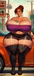 ai_generated backview bbw car car_hood_pose child-bearing_hips child_bearing_hips cleavage cum_in_mouth curvaceous curvy curvy_figure dumptruck_ass female female/female female_focus female_only freckles_on_breasts gigantic_ass gigantic_breasts gnarrl hourglass_figure huge_ass hyper_ass hyper_butt imminent_sex money money_in_cleavage moody offering_sex outdoors prostitution red_hair redhead sexy_female skimpy_clothes skindentation solo_focus thick thick_ass thick_butt thick_hips thick_legs thick_thighs tight_clothes tight_clothing tired_eyes top_heavy venus_body voluptuous voluptuous_female wide_hips wide_thighs