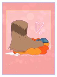 anthro balled blush bodily_fluids cum duo feet flattened flattening_fetish foot_fetish foot_focus foot_play genital_fluids heart_symbol hi_res insole luciotheartistxy male male/male paws squish squishdingo_(character) transformation underfoot