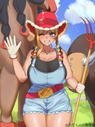 1girls 2boys big_breasts blonde_hair blush breasts equine female feral human_female imminent_bestiality kitt_(kitt_kitten) kuntada1232551 mudsdale pokemon pokemon_(species) pokephilia rucola_(pokemon) tauros wave wink
