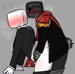 black_body blush clothed clothed_sex cum elrichmc fast_thrusts gay gay_sex heart_eyes killercreeper55 killerrich mcyt minecraft minecraft_youtubers no_eyes white_body youtube youtube_hispanic youtuber youtubers