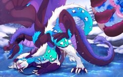 2_penises anal anal_sex animal_genitalia animal_penis anus ass belly blue_body bodily_fluids claws cum cum_inside curved_horn digitigrade diphallism double_penetration dragon drooling duo eastern_dragon european_mythology female feral feral_on_feral feral_penetrated feral_penetrating fur furred_dragon furred_scalie genital_fluids genital_slit genitals hemipenes hi_res horn ice internal light liquid lying male male/female membrane_(anatomy) membranous_wings multi_genitalia multi_penis mythological_creature mythological_scalie mythology non-mammal on_back on_bottom on_top open_mouth owishka penetration penile penile_penetration penis plant purple_body quadruped reptile rock saliva scales scalie sex snow tail tailbutt tongue tongue_out tree ventral_scales vulva western_dragon wings