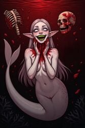 1girls ai_generated blood blood_stain bones breasts color coral death female flesh freckles gore guro hairless_pussy light-skinned_female light_skin long_hair mermaid mermaid_tail monster_girl naked naked_female nude nude_female oc original original_character pink_hair pointy_ears pussy ribcage self_upload sharp_teeth siren skeleton skull smile softnsour underwater white_eyes yellow_teeth