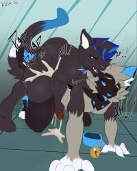 ambiguous_fluids animal_humanoid anthro ass bell bodily bodily_fluids canid canine collar cum domestic_cat duo ejaculation felid feline felis fox fur genital_fluids genitals hi_res humanoid inside kitzumiart kyler_(outflown) leaking male male/male mammal one_eye_closed onomatopoeia penetration penis red_fox sex shaking silver_fox sound_effects text trembling true true_fox wink