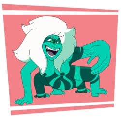 1girls big_breasts breasts cartoon_network female female_only gem_(species) gem_fusion jail_break_(steven_universe) malachite_(steven_universe) multi_arm multi_eye multi_limb nipples nude open_mouth sharp_teeth simple_background smile solo steven_universe