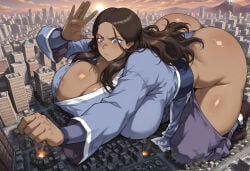 1girls ai_generated ass avatar_the_last_airbender big_ass big_breasts big_butt bikini breasts city clothed clothed_female dark-skinned_female dark_skin female female_focus female_only giantess giga_giantess katara large_ass large_boobs large_butt memesrus1234 nickelodeon nicktoons solo solo_female solo_focus thick_thighs thighs water_tribe