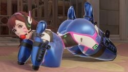 1girls 3d 4k absurd_res absurdres big_breasts bitchsuit blender blue_clothing bondage breasts brown_hair clothed clothing d.va female female_only hi_res highres justchilling3d large_breasts latex latex_clothing latex_gloves long_hair overwatch scrag_boy_(model) scrag_d.va thick_thighs thighs tight_clothing