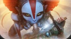 :>= alien alien_girl angry angry_eyes angry_fellatio avatar avatar:_fire_and_ash blowjob blowjob_face blue_skin blush bodypaint braid braided_hair extraterrestrial eye_contact facepaint fanart fellatio forced forced_oral hair_grab james_cameron's_avatar jojobanks knife larger_female looking_at_viewer na'vi on_knees pointy_ears pov pov_eye_contact saliva saliva_string saliva_trail size_difference sloppy sloppy_blowjob sweat varang varang_(avatar) yellow_eyes