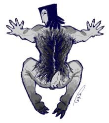 all_fours ass balls claws deer_tail grey_body kappi0 loaltoff male male_only muscular muscular_male no,_i'm_not_a_human sleepless_man_(no,_i'm_not_a_human)
