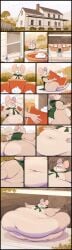 2girls ambrosia_(ridiculouscake) ass_expansion belly_expansion big_ass big_belly cape cat expansion furry glasses green_cape grey_fur mouse mouse_ears mouse_tail mrs._thrushwood_(ridiculouscake) navel overweight pie pumpkin_pie ridiculouscake round_glasses tagme thanksgiving weight_gain wide_hips