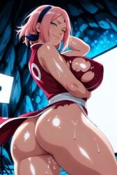 ai_generated bokeh_background breasts gaddariat huge_breasts large_breasts lingerie looking_at_viewer naruto_(series) patreon sakura_haruno solo