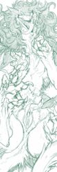 2016 anthro bottomless claws clitoral_hood dakimakura design facial_markings female female_only forked_tongue fur hair looking_at_viewer lying markings nude on_back pawpads pose prehensile_clitoral_hood pussy rain_silves sergal solo tongue trancy_mick uncensored