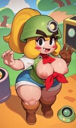 ai_generated breasts goombella high_quality mario_(series) medium_breasts paper_mario shirt_open