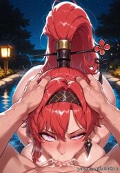 1boy 1girl 2026 :>= ai_generated anime ass bangs blush boobs breasts buttocks cleavage completely_nude crossover cum cum_in_mouth cum_in_nose deepthroat earrings ejaculation erection explicit eye_contact fellatio female female_focus flushed hair_accessory hair_ornament hair_stick hairband hetero highres huge_breasts irrumatio jewelry kuro_games large_breasts long_hair looking_at_viewer male mixed_bathing mole mole_on_breast mole_under_eye night nsfw nude onsen oral outdoors patreon penis ponytail pov pov_crotch purple_eyes red_hair rognezart sky solo solo_focus straight very_long_hair water wuthering_waves yinlin_(wuthering_waves)