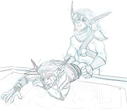 2015 2boys anal ass gay jak_(jak_and_daxter) jak_and_daxter madamutzsar male male_only monochrome video_games yaoi