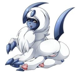 absol ass claws fur hindpaw nintendo no_humans orange_eyes paws pokemon pokemon_(species) presenting presenting_hindquarters pussy suddenhack tuft video_games white_fur