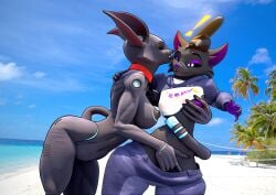 808_(hi-fi_rush) 808_(vlad-lox) absurd_res anthro beach breast_grab breasts clothed clothed_female clothing crop_top cybernetics cyborg detailed duo eepy_(seriuswolf) exclamation_point felid feline female female/female finger_fuck fingering hand_on_breast hi-fi_rush hi_res iuseblender3d kissing kissing_cheek licking machine mammal microsoft nipples nude nude_female shirt shocked surprised tango_gameworks thick_thighs tongue topwear touching_breast unfinished vaginal_penetration wrapped_tail
