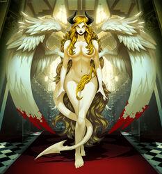 1girls blonde_hair female female_only genzoman long_hair solo succubus tagme tail very_long_hair wings yellow_eyes