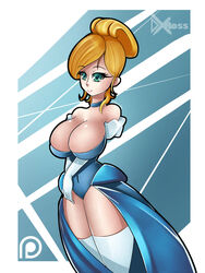 blonde_hair breasts cinderella_(1950_film) cinderella_(disney) d-xross disney disney_princess female_only green_eyes hair large_breasts solo