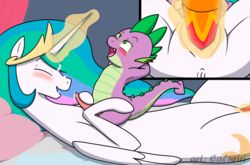 2016 alicorn animated anus caluriri cum cum_on_face dildo dragon equine erection female feral friendship_is_magic hoofjob_(forelimbs) horn male mammal my_little_pony penetration penis princess_celestia_(mlp) pussy sex sex_toy spike_(mlp) vaginal_penetration wings