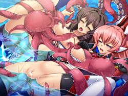 2girls after_sex black_gloves bondage breast_grab breasts broken_rape_victim brown_hair censored cum cum_in_pussy ekusutia_chevalier empty_eyes female femsub game_cg gloves half-closed_eyes katsuragi_marina kouyoku_senki_exs-tia kouyoku_senki_exs-tia_2 leg_up long_hair lusterise magical_girl multiple_girls multiple_subs nipple_tweak nipples octopus open_mouth orange_eyes partially_submerged party_wipe pink_hair ponytail pool purple_eyes pussy restrained spread_legs swimsuit tentacle thighhighs tied_hair tongue tongue_out water wet white_swimsuit