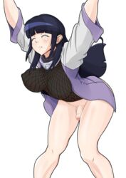 1futa areolae arms_up blue_background blue_hair blush bottomless bouncing_breasts breasts fishnets flaccid futa_only futanari hair headband hyuuga_hinata intersex jacket jeibii konohagakure_symbol large_breasts legs long_hair naruto ninja nipples no_panties open_mouth penis solo solo_futa standing thighs transparent uncensored wet white_eyes