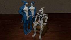 2016 3_toes 3d anthro asriel_dreemurr blue_scales claws digimon duo exveemon flamedramon gay group male male/male male_only maxdigiipower muscular nude scales toes undertale video_games yaoi