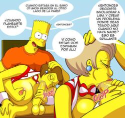 arabatos bart_simpson darren_(arabatos) edna_krabappel elizabeth_hoover fellatio female human male oral spanish_text straight the_simpsons