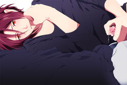 1boy censored free! looking_at_viewer male_only masturbation penis red_eyes red_hair rin_matsuoka yaoi